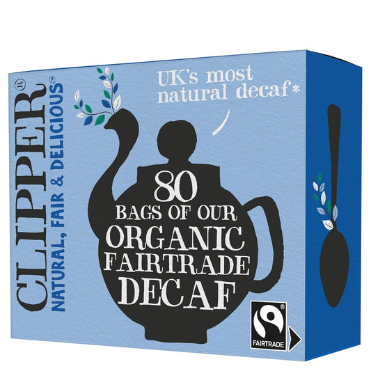 Clipper Tea, Organic Decaf, Plant-Based, Decaffeinated Black Tea, Great Over Ice, 1 Pack, 80 Unbleached Tea Bags