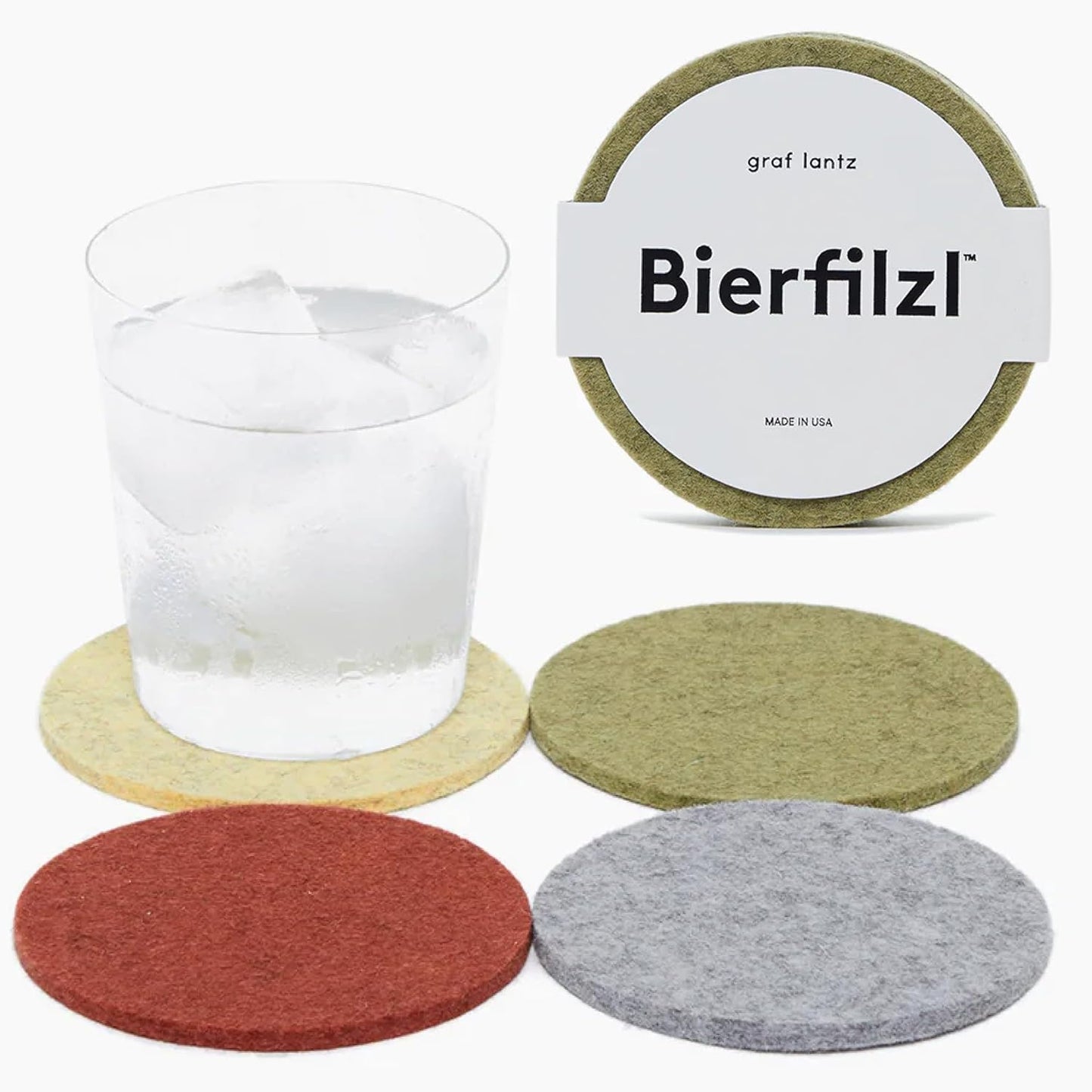 Graf Lantz - Bierfilzl Merino Wool Round Coasters Set of 4 - Ikebana (4" Circles) - Absorbs 30% of Weight - German Wool - Heat Resistant, Sustainable, & Reusable - Home Decor & Coffee Table Decor