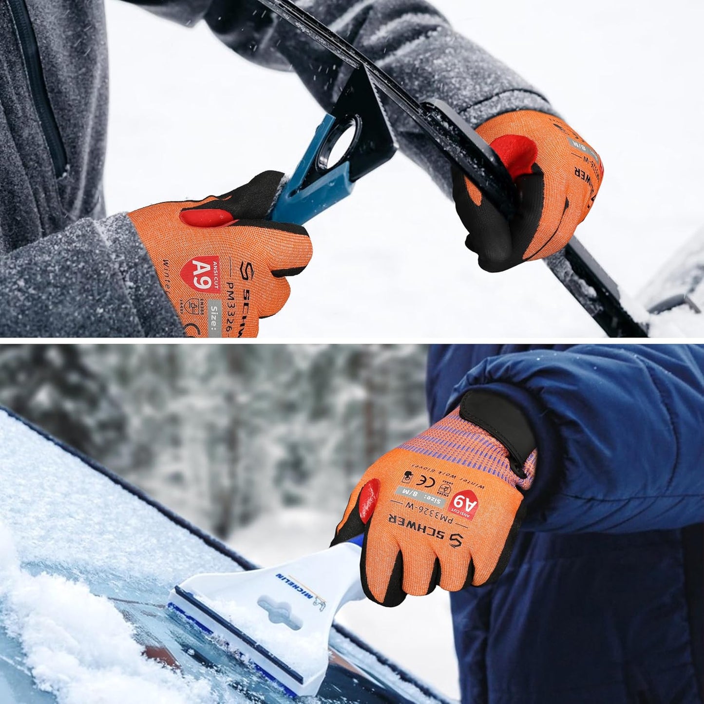 Schwer FreezeGuard-X Winter Work Gloves for Men and Women, ANSI A9 Cut Resistant Gloves for Extreme Protection, Freezer Glove With Super Grip, Touchscreen, Thermal Insulated, PM3326-W (XL,1 Pair)