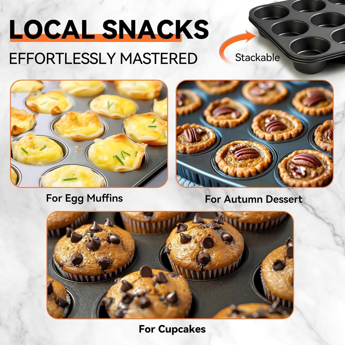 Yoehka 2 Pack Muffin Pan for Baking, Nonstick Cupcake Pan Set, Standard 12-Cups Muffin Tin for Baking Cupcakes & Mini Pies, Carbon Steel Baking Supplies