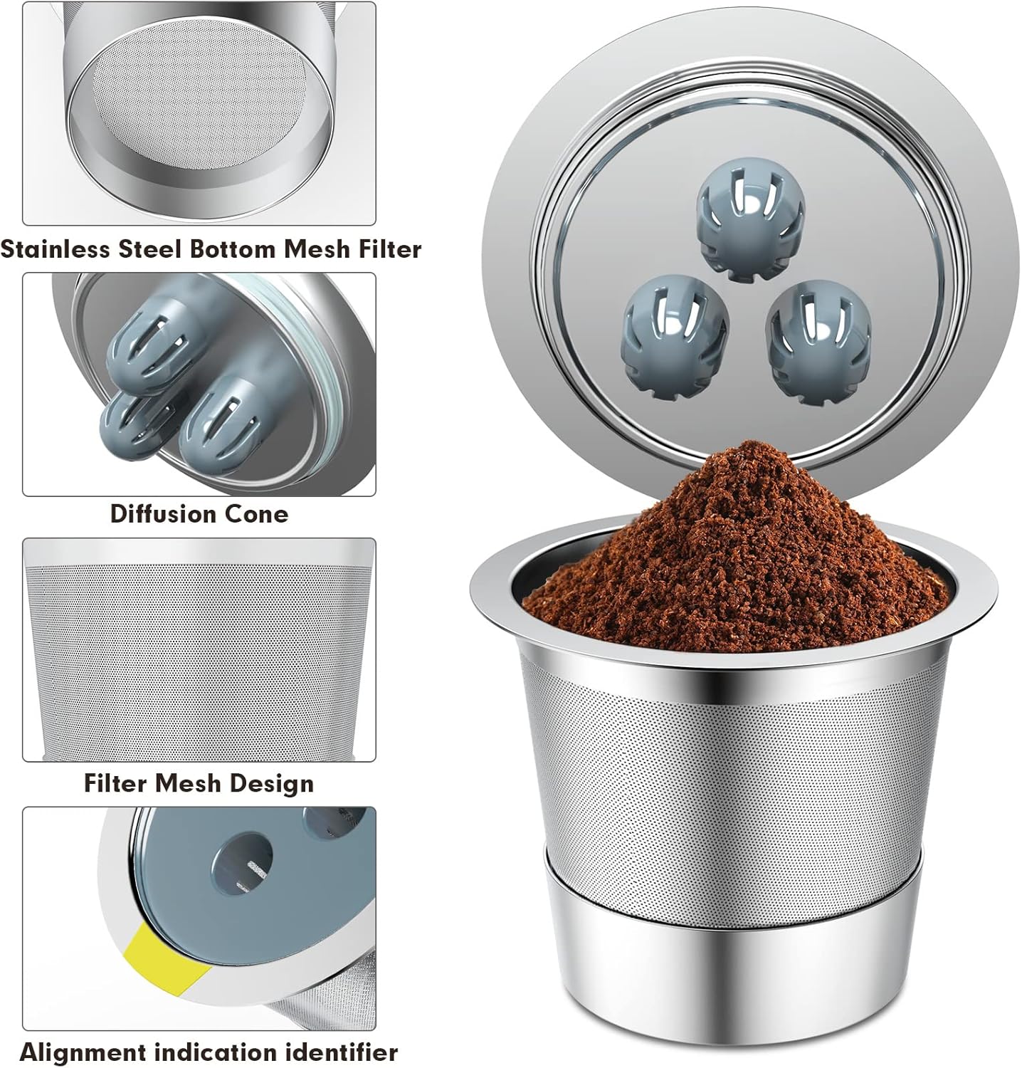 Stainless Steel Reusable K Cups Compatible with Ninja Coffee Maker, K Cup Reusable Coffee Pods,Permanent Reusable Coffee Filters for Ninja CFP201 CFP 300 CFP305 CFP301 CFP307 CFP400 (1Pack)