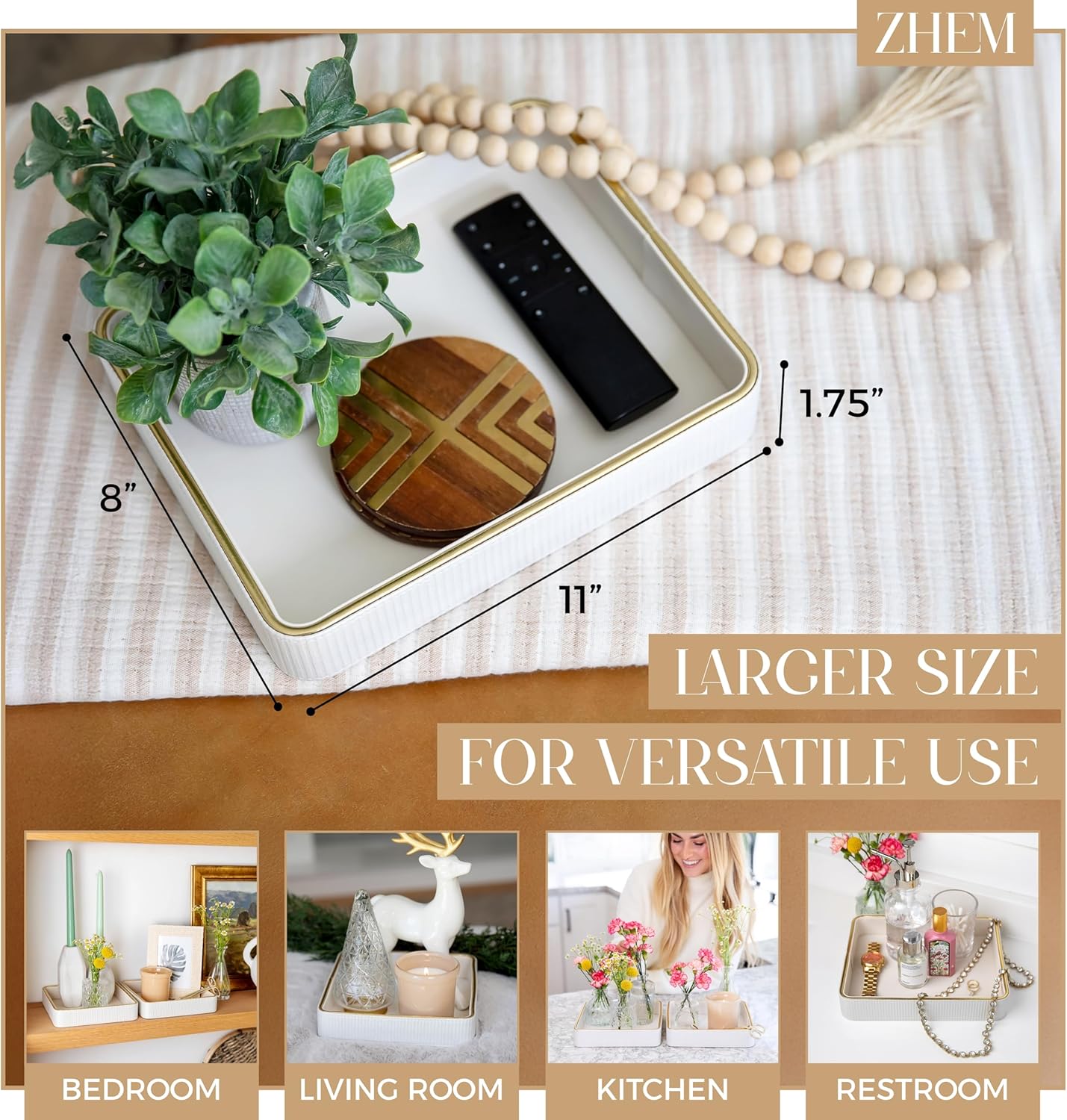 Perfume Tray for Women Valet Tray Night Stand Bedside Organizer| Perfume Organizer Catchall| Perfume Trays for Dresser Vanity Tray for Dresser Countertop| Perfume Holder