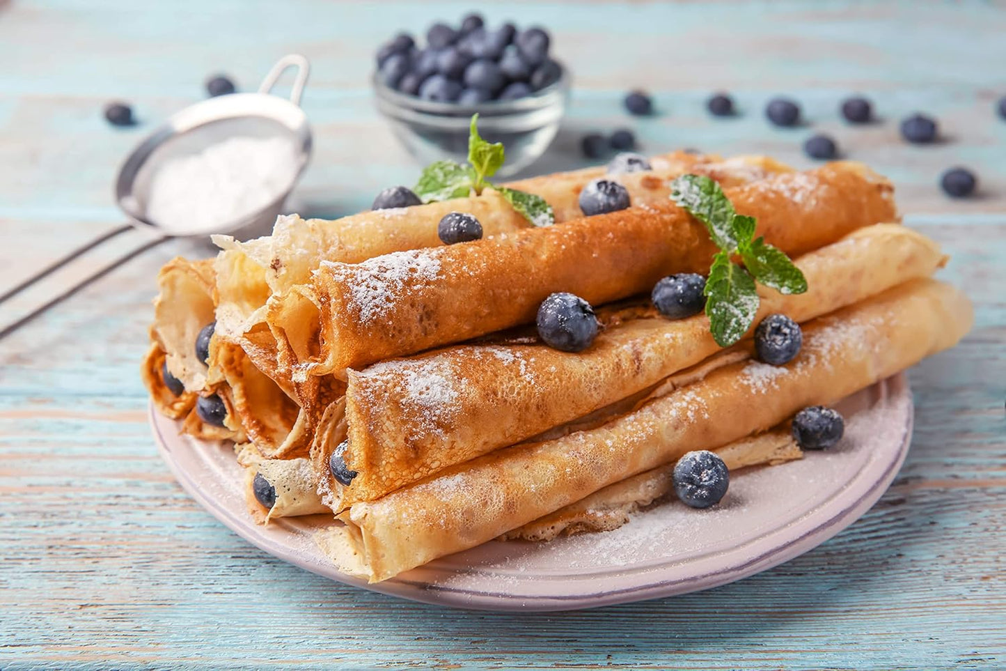 Gluten Free Rolled Hotcakes Crepe Mix by American Table, Made with American-Grown Ingredients & Pure Vanilla, French-Style, Non-GMO, Low Sugar, No Preservatives, Makes 24 Crepes (14 oz, Pack of 1)