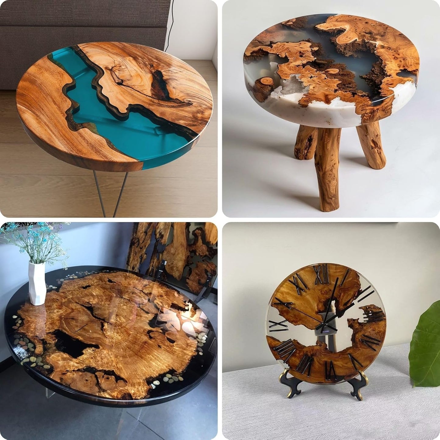 Resin Mold Large Round Deep -Kalinta 16inch Reusable Epoxy Round Molds for Resin Clock, Serving Tray Board, End Table，Floral Preservation Bouquet