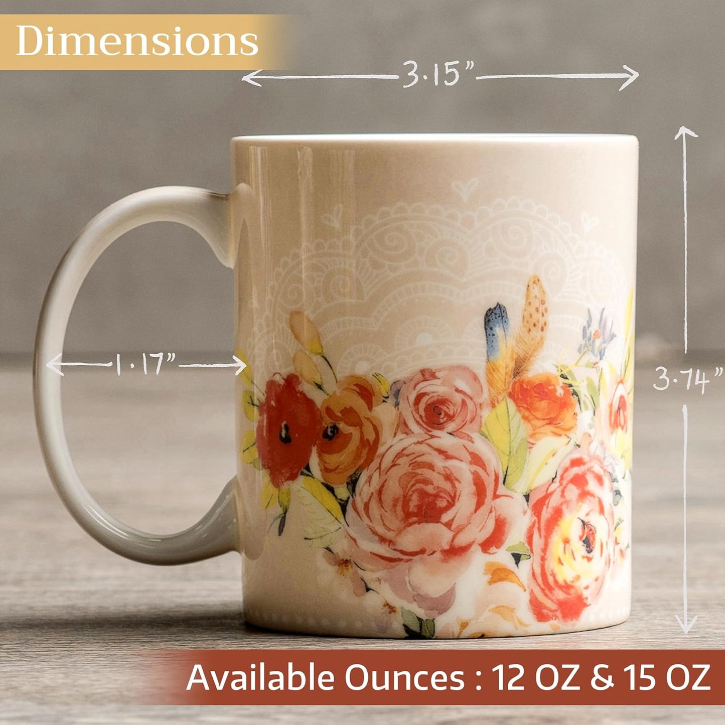 Maison d' Hermine Coffee Mug with Handles Fine Bone China Mugs Pack of Two Tea Cups for Hot Beverages Cappuccino Latte Home Restaurant Office Perfect for Gift (Ibiza - Beige, 12 Ounce)