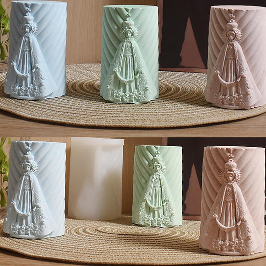 Silicone Jesus Nativity Scene Pillar Mold - Wave Candle Silicone Resin Casting Molds for Candle & Resin & Soap Craft Supplies