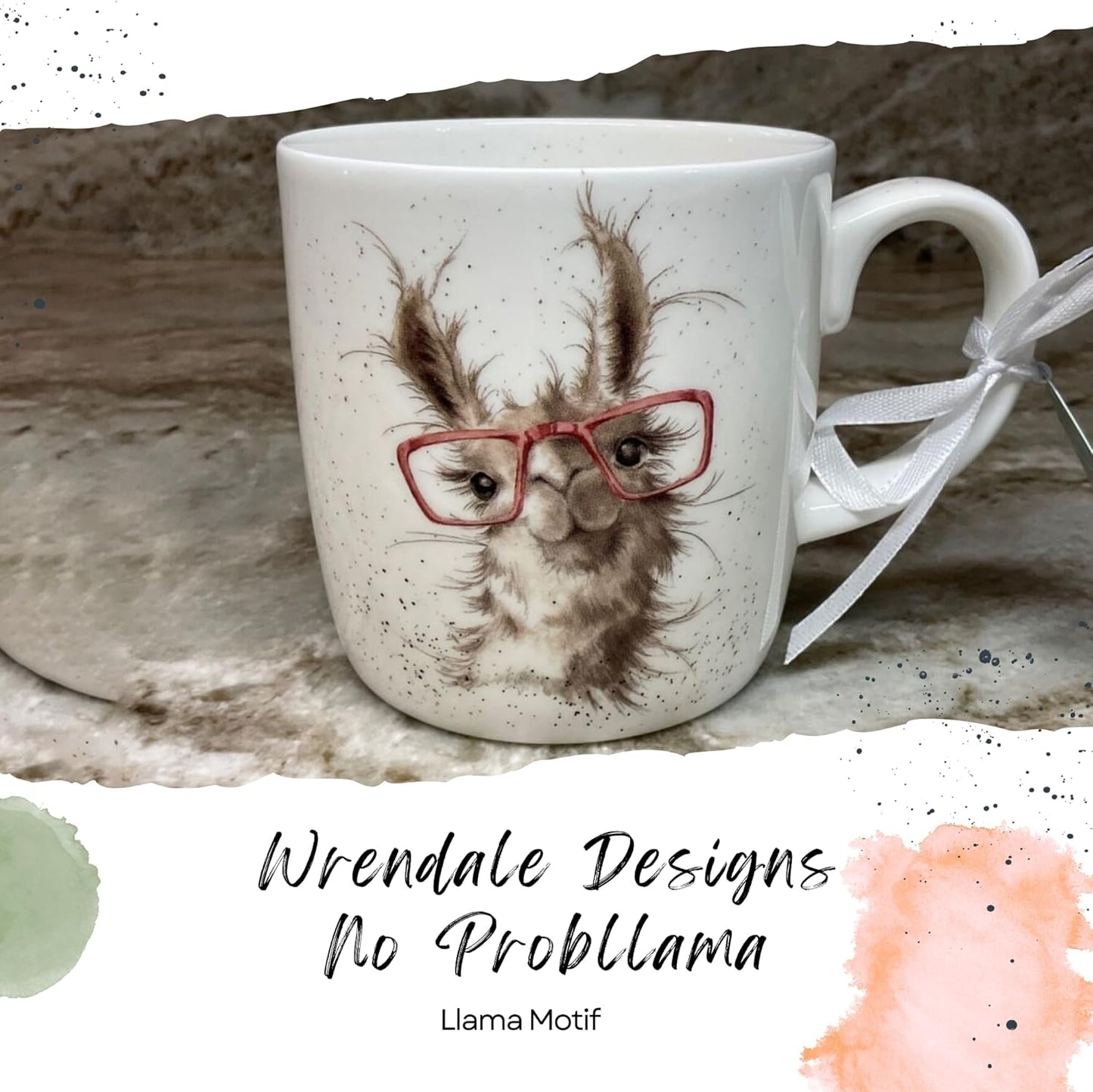 Royal Worcester Wrendale Designs 14 oz Mug, No Probllama - Fine Bone China with Llama Motif - Woodland Themed Tea Mug for Cozy Cottagecore Homes - Safe Ceramic Drinkware for Daily Use