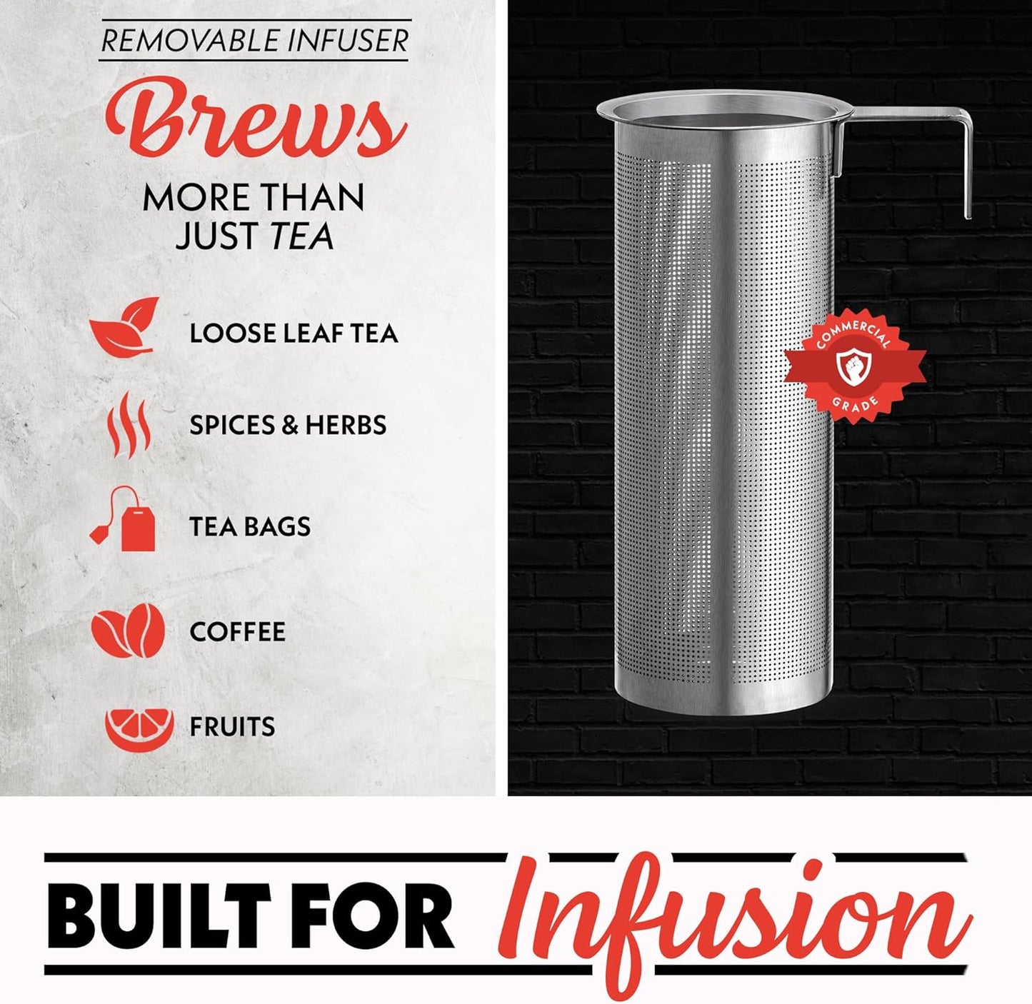 Gourmia Programmable Digital Glass Kettle – 1.7L Adjustable Temperature Electric Kettle with 6 Presets, Keep Warm, Stainless Steel Tea Infuser, 360° Swivel Base - Black