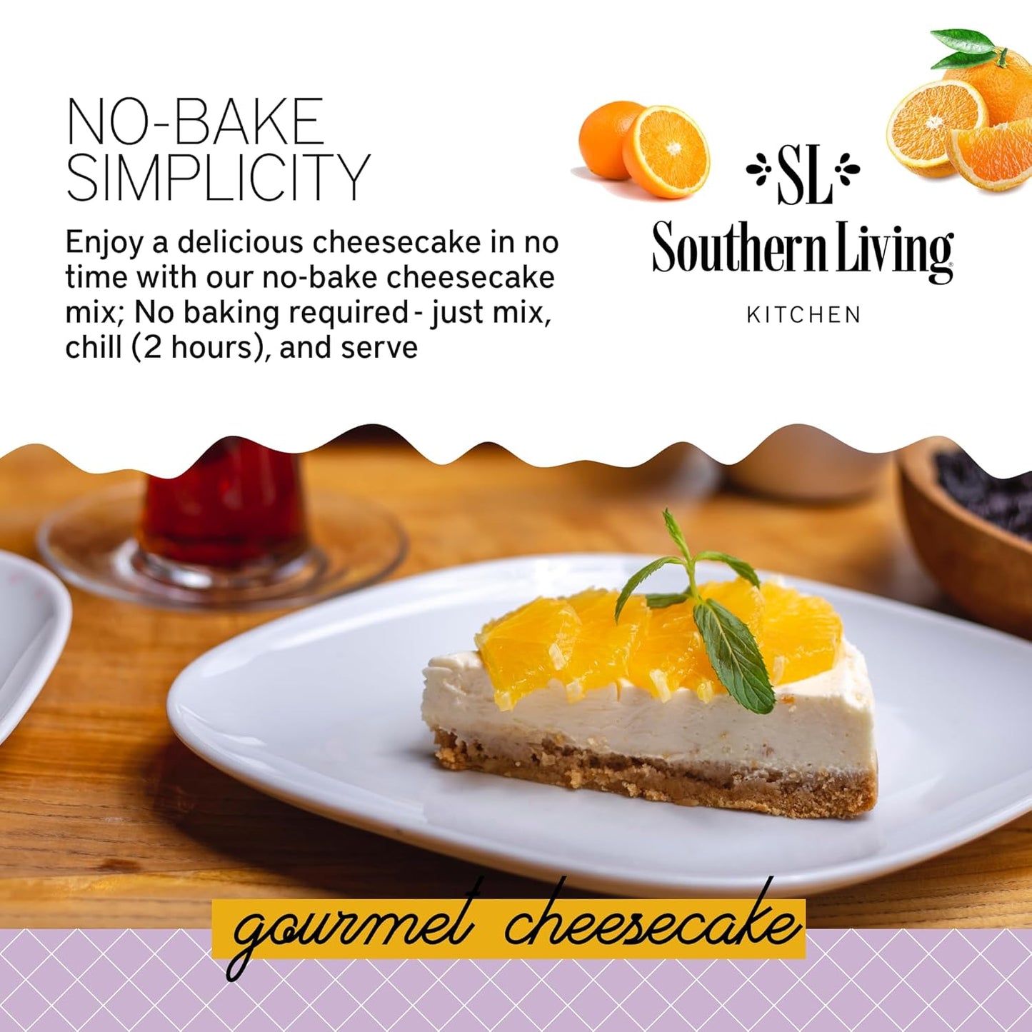 Gourmet Cheesecake Mix, No Bake Cheesecake Cake Mix, Orange Chiffon Cheesecake by Southern Living, Rich, Creamy, Moist and Fluffy Whipped Topping