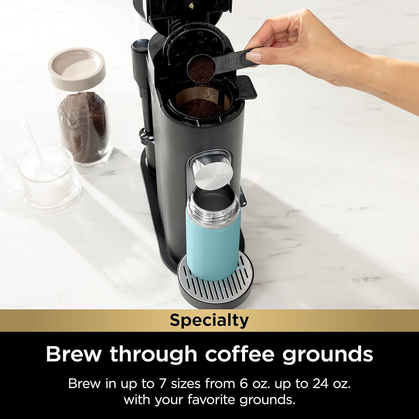 Ninja | Coffee Maker | Single Serve |Brew with Coffee Pods & Grounds| Compatible with K-Cup Coffee Pods | 4 Brew Styles, up to 24oz Cup Sizes & 56oz Removable Reservoir | Black | PB051
