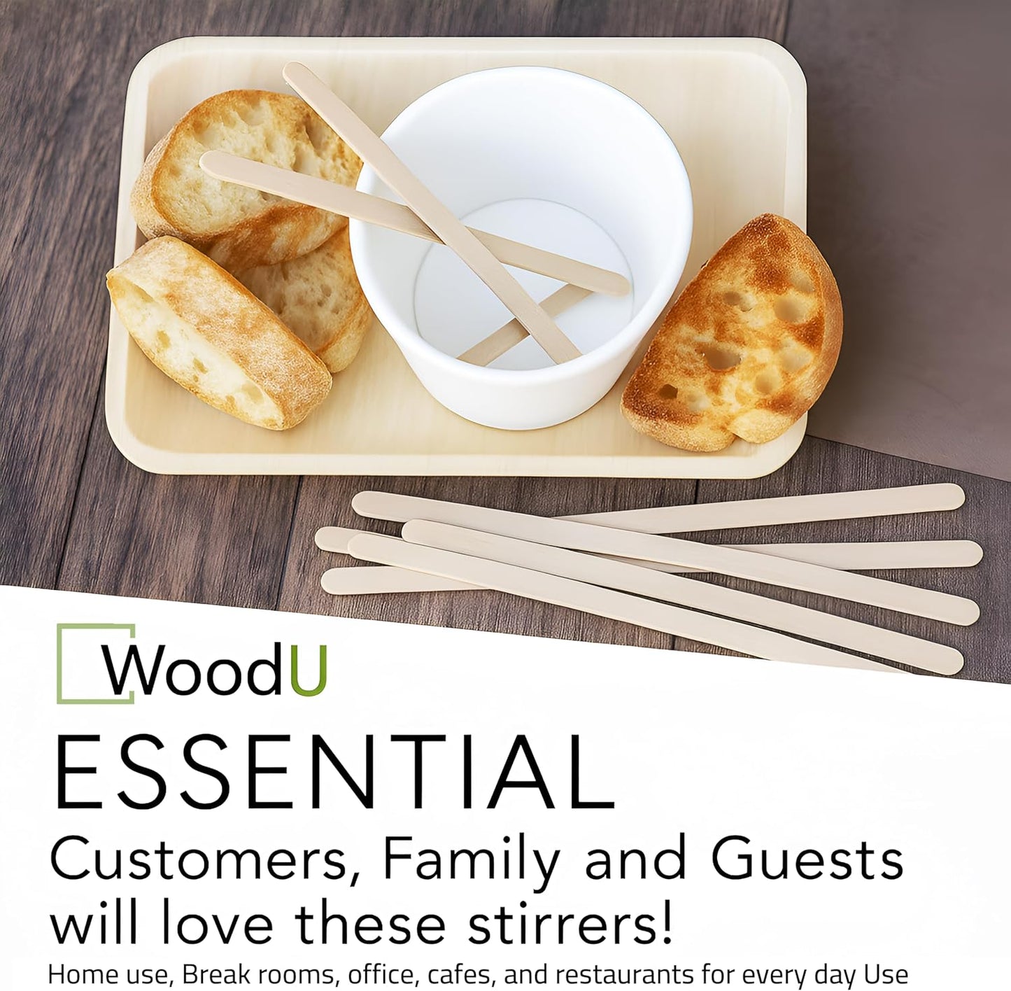 Wooden Coffee Stirrers 7.5" 1000 pcs - Birchwood Stir Sticks for Coffee, Cocktails and More