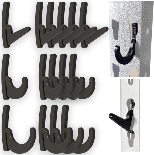 BearClaw Universal Hooks for Garage Shelving and Industrial Storage Racks with Keyhole Slots, L-Hooks and J-Hooks for Garage Shelving, Compatible with Keyhole Slots, UV-Resistant, Up to 40 lbs Load