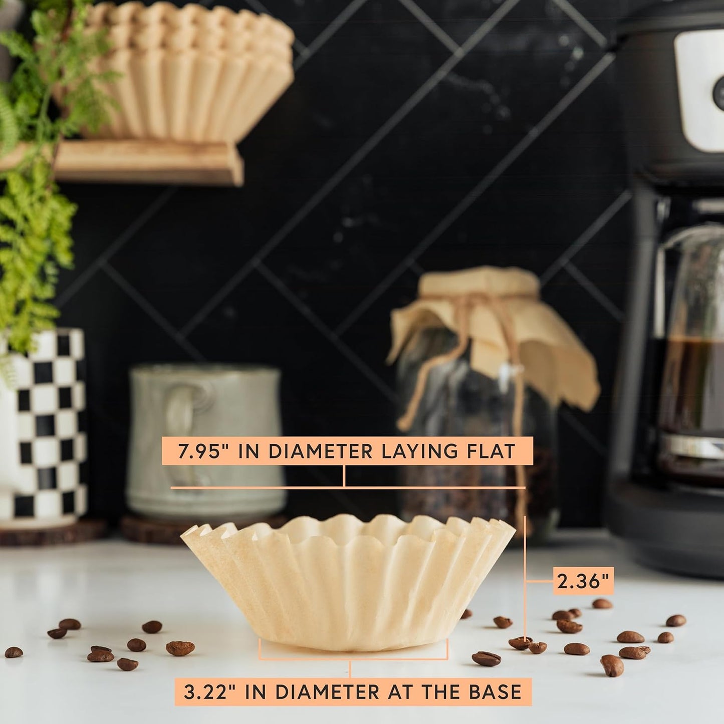 Tupkee Coffee Filters 8-12 Cups - 1200 Count, Basket Style, Natural Brown Unbleached Coffee Filter, Made in the USA