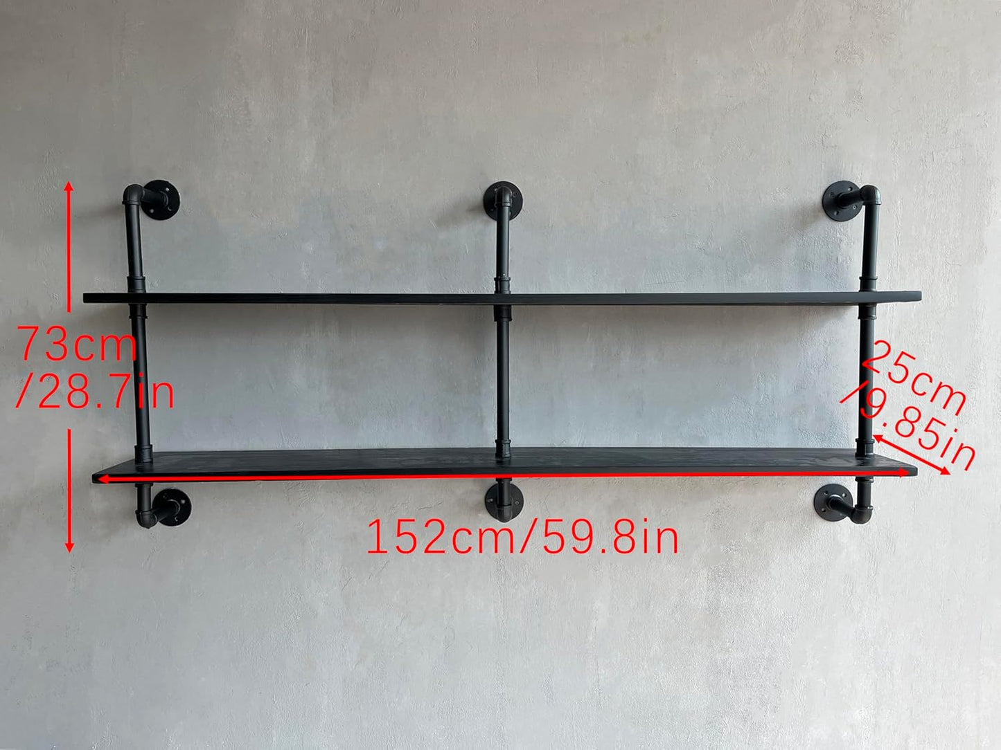 Industrial Pipe Shelf Shelving Bookcase, Wall Mounted Rustic Bookshelf, Floating Bookshelves for Wall,Retro Wood Metal Pipe Industrial Shelves for Living Room