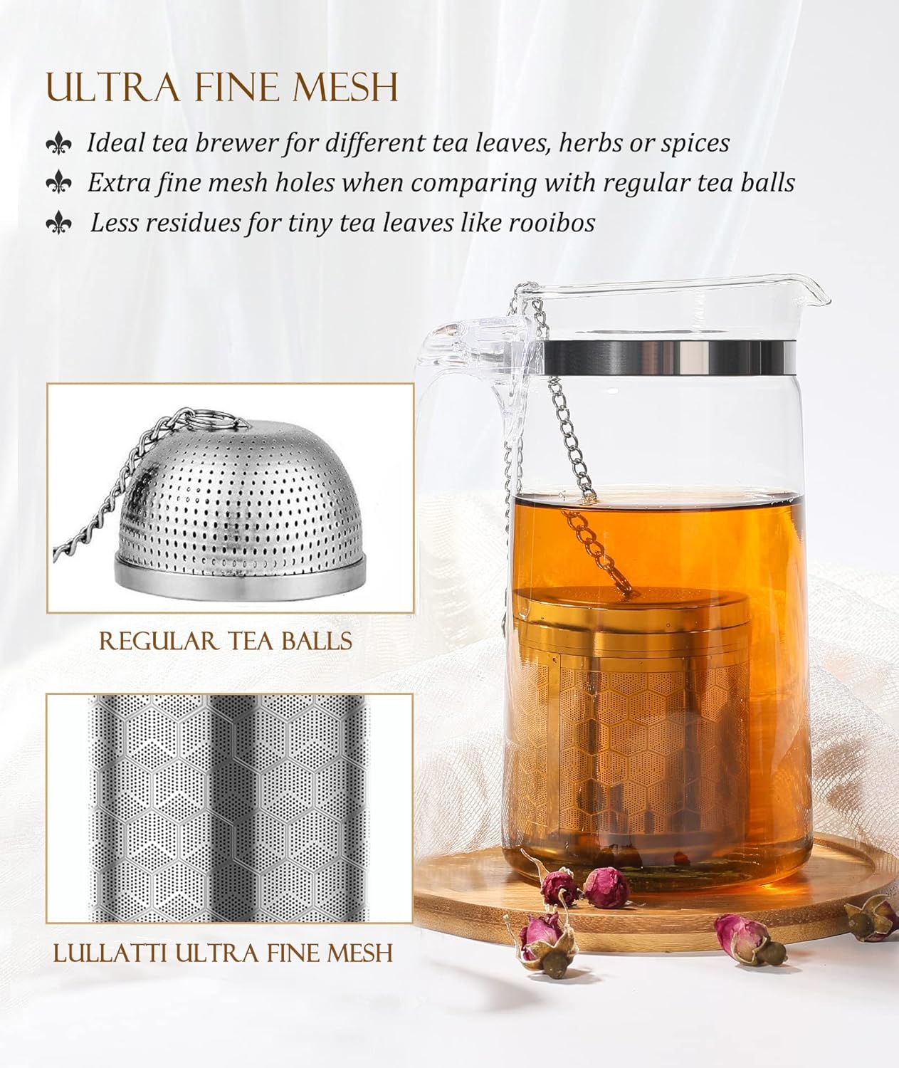 Large Tea Infuser for Loose Tea(2 Pack), 304 Stainless Steel Tea Ball Strainer, Extra Fine Mesh Tea Steeper for Brewing All Kind of Tea, Fits for Most Teapot, Cups or Mugs