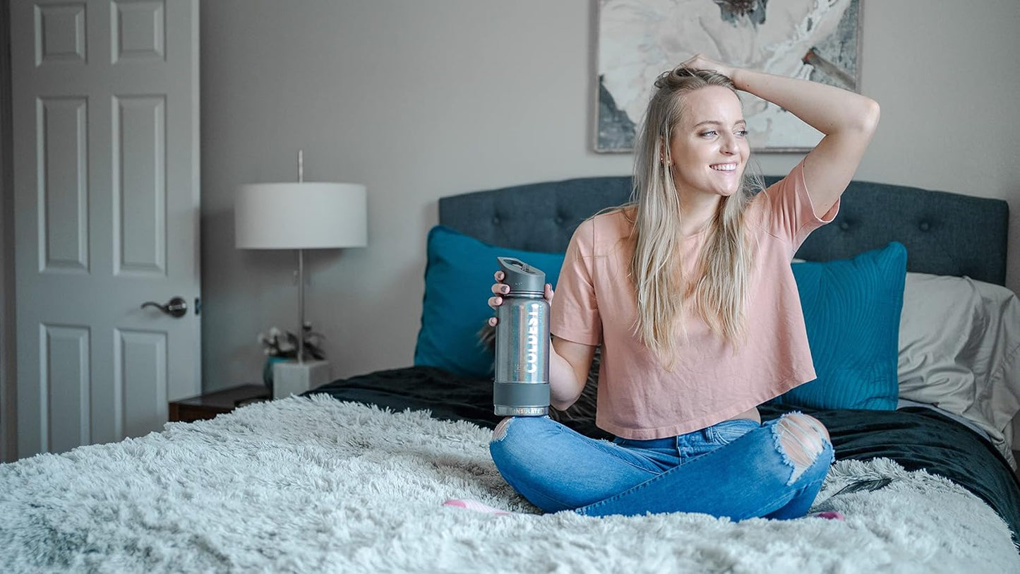 Coldest Insulated Water Bottle with Straw Lid - Stainless Steel Metal Insulated Bottle for Men & Women (Bellatrix Pink, 40 oz)