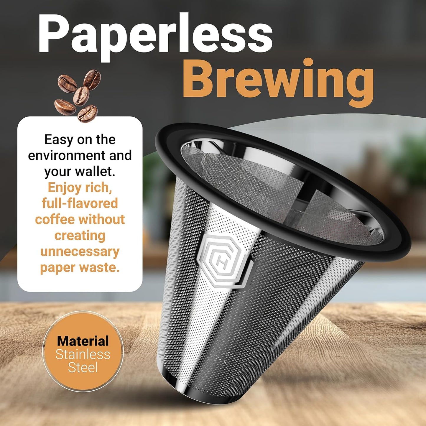 HEXNUB Reusable Coffee Filter for Fellow Stagg XF - Stainless Steel Paperless Pour Over Brewing, Sustainable Mesh Filter for Fellow Coffee Makers