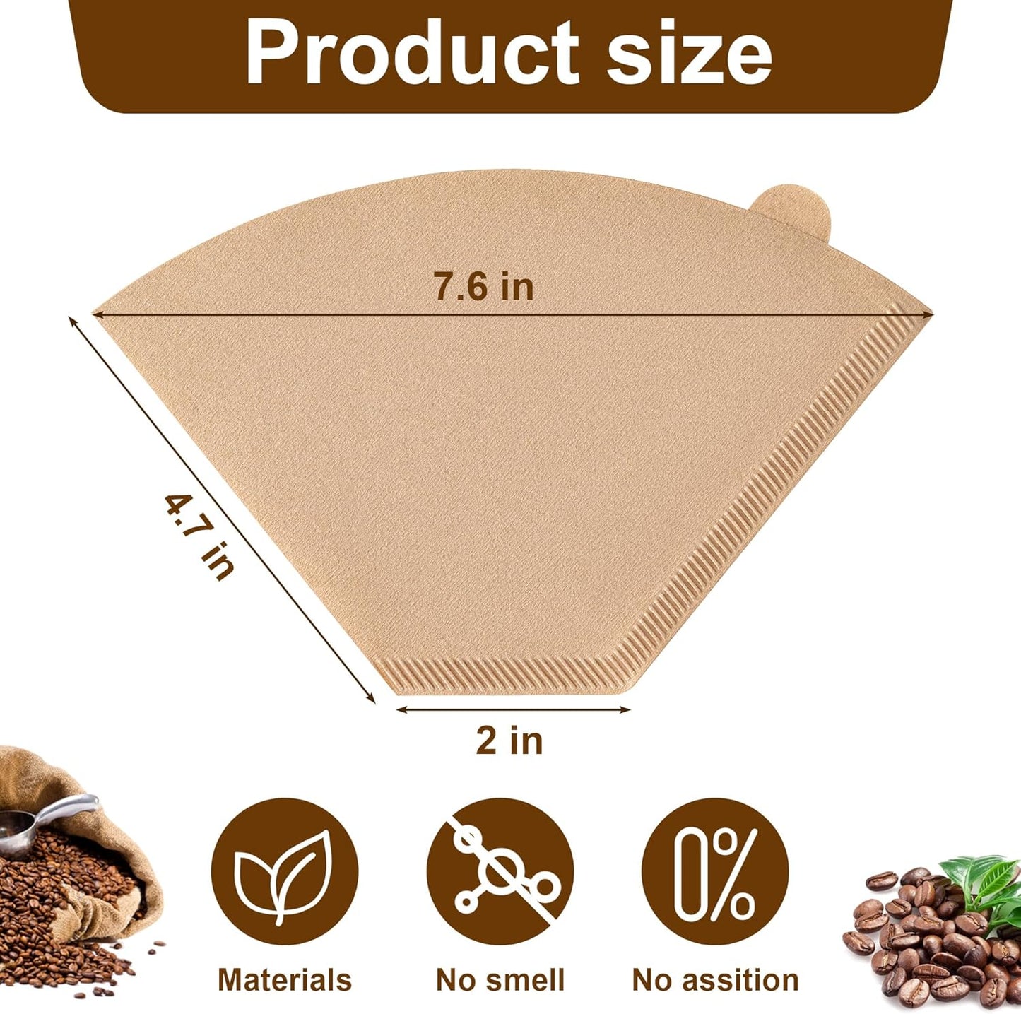 Coffee Filters, #4 Cone Coffee Filter 200 Count, Unbleached Natural Paper Filter 8-12 Cup, Disposable for Pour Over and Drip Coffee Maker