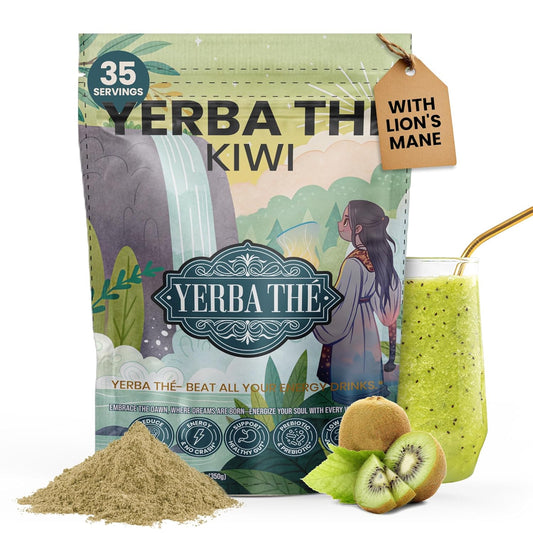 Ancient Diosa - Yerba Mate Tea Powder 350g, 35-Servings - Kiwi Flavor Clean Energy Drink Superfood - Support Gut Health with Probiotics and Prebiotics, Reduce Brain Fog, Relaxation and Focus Blend