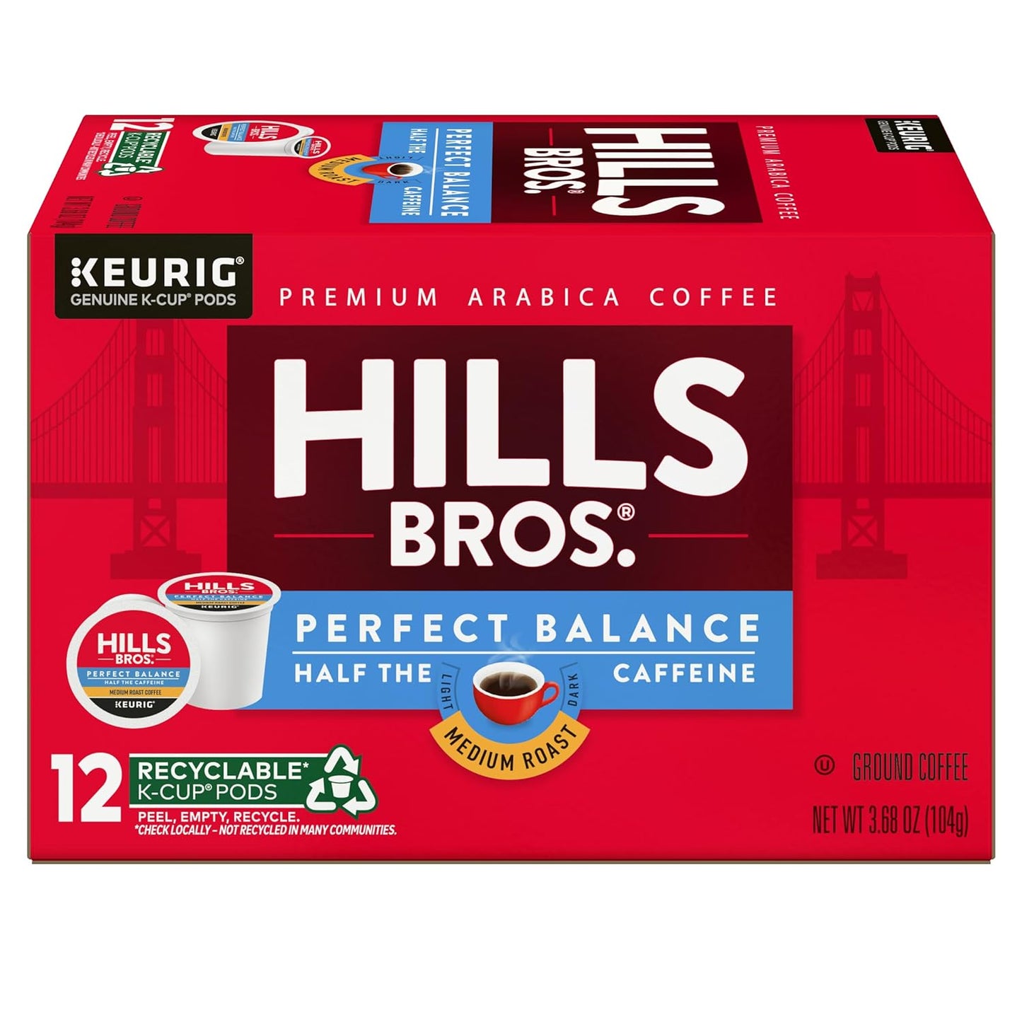 Hills Bros. House Blend Keurig K-Cup Pods for Keurig Brewers – Dark Roast Premium Arabica Blend, Kosher – 1 Pack of 12 Single Serve Pods