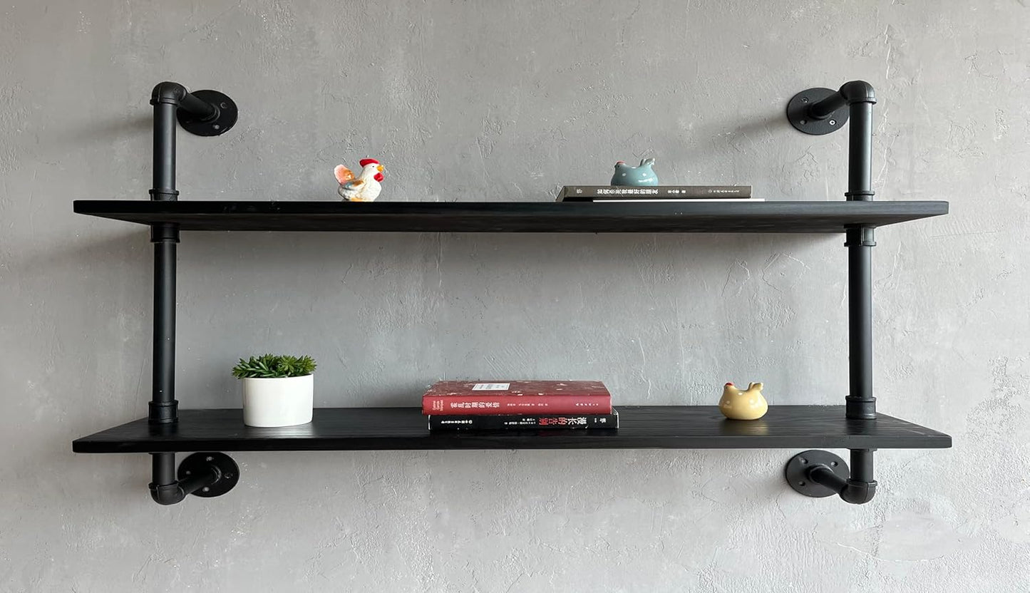 Floating Bookshelf Shelves Industrial Pipe Shelving Pipe Shelf Rustic Black Wall Shelves 36 Inch Farmhouse for Wall Mounted