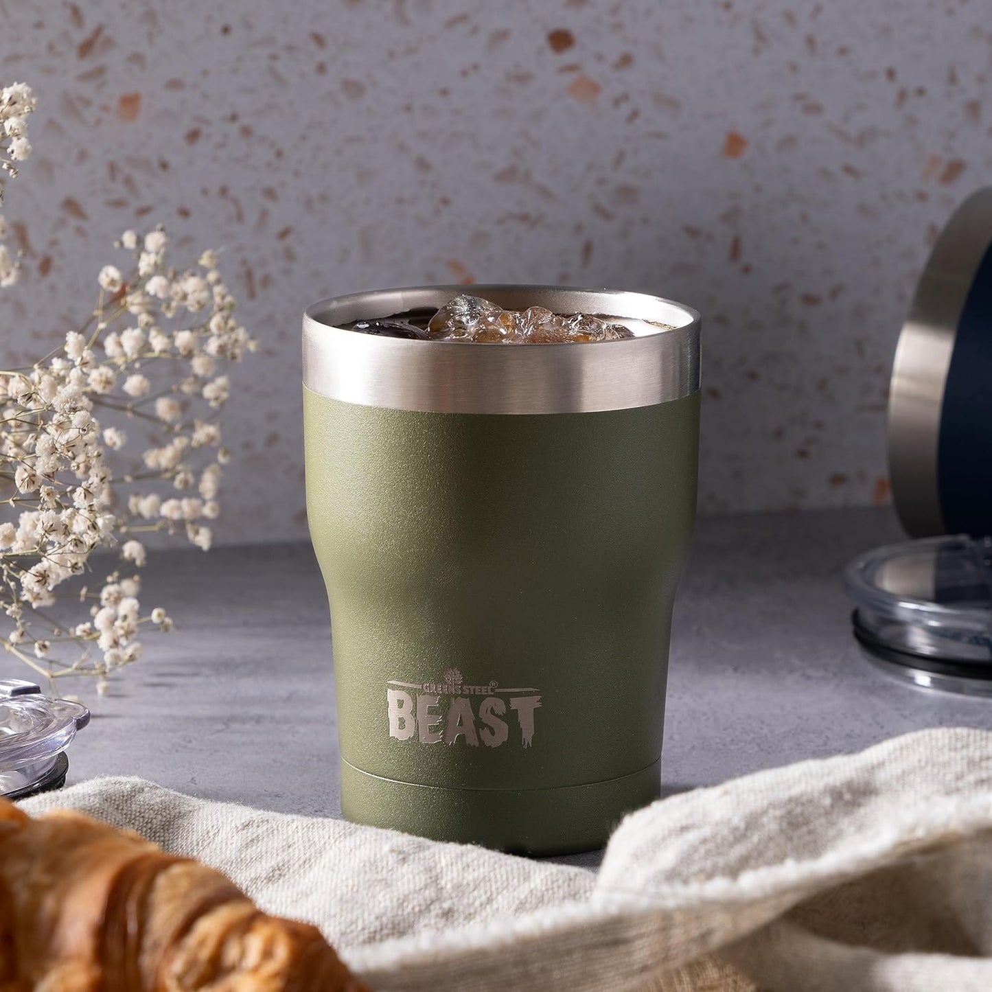 Beast 10 oz Tumbler Stainless Steel Vacuum Insulated Coffee Ice Cup Double Wall Travel Flask (Army Green)