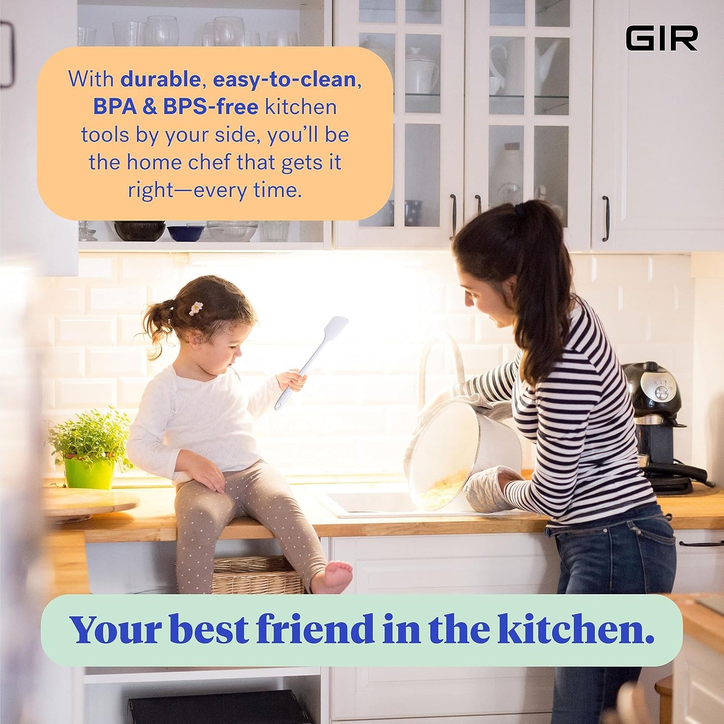 GIR: Get It Right 3-Piece Cooking Utensils & Spatula Set - Studio White, 11 In - Heat Resistant to 425°F - Nonstick-Friendly Tools - Dishwasher-Friendly - Food-Grade Silicone Spatulas