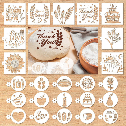 Bread Stencils for Sourdough - 24 Pcs Bread Stencils for Baking, Sourdough Bread Baking Tools, Gifts for Sourdough Bakers, Bread Making Accessories, Pie Cake Cookie Baking Stencils Template