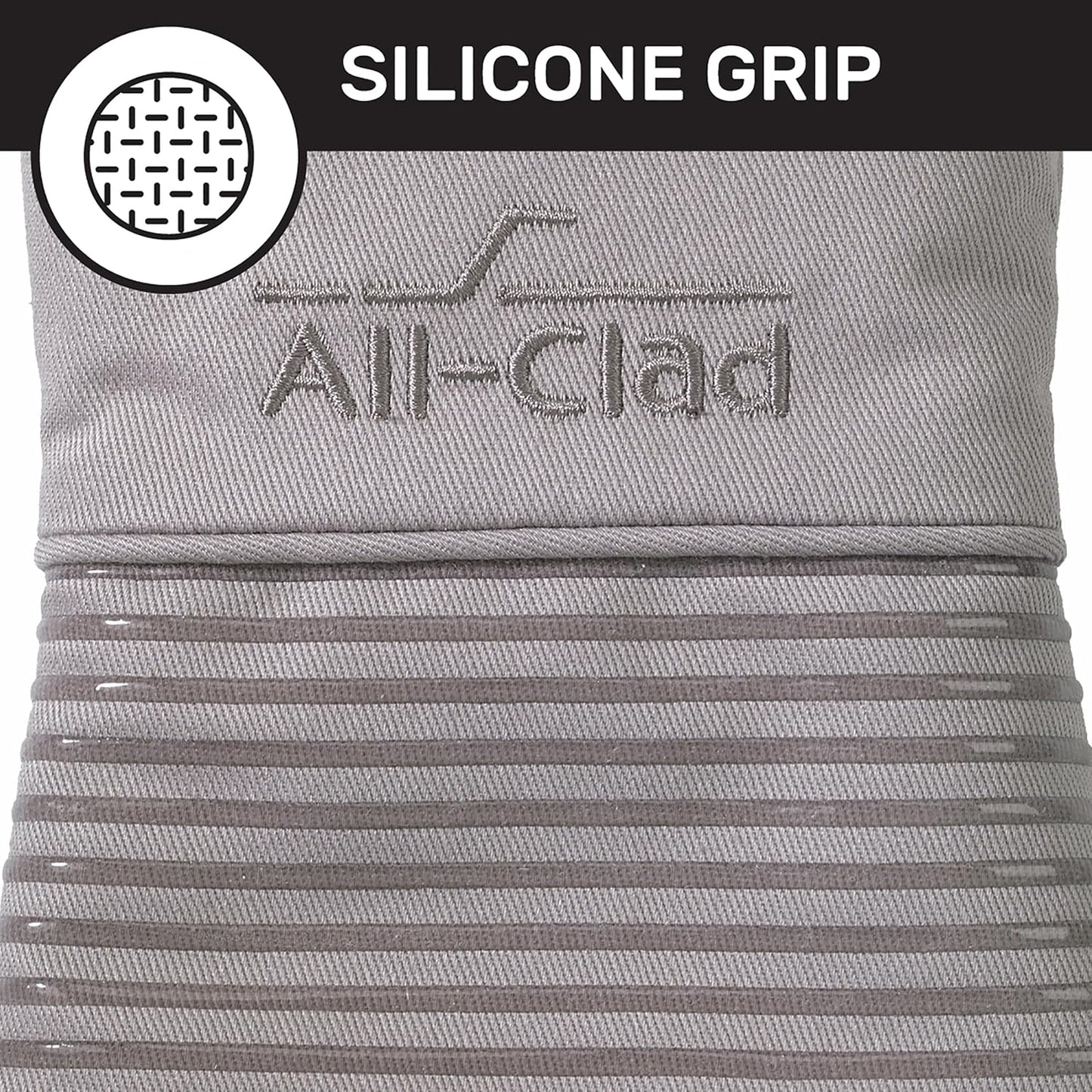 All-Clad Silicone Oven Mitts: Heat Resistant up to 500 Degrees - 100% Cotton & Silicone, 14"x7" Oven Mitt for Kitchen and Barbeque, 2-Pack, Titanium