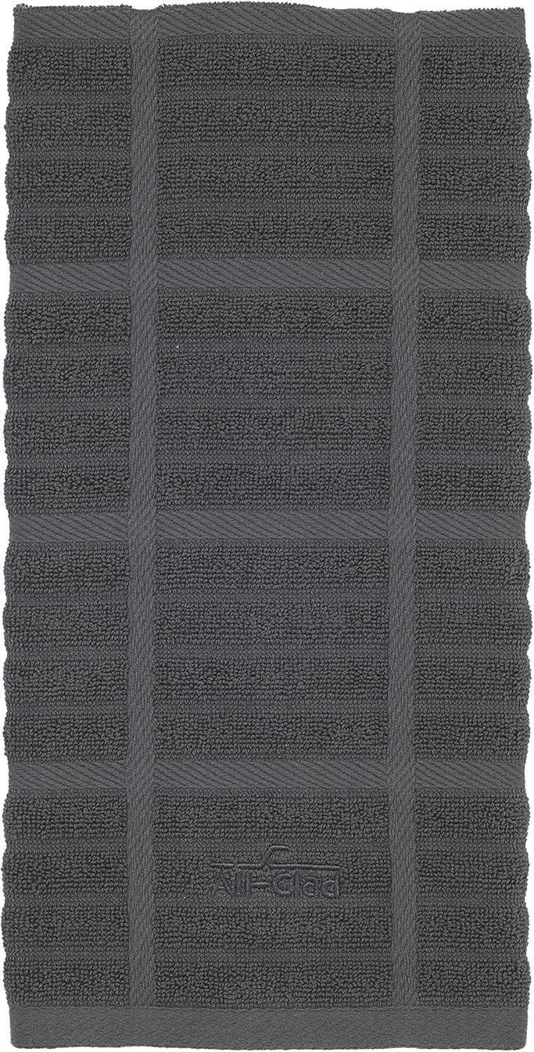 All-Clad Solid Kitchen Towel: Highly Absorbent, Super Soft Long Lasting - 100% Cotton, 17"x30" Tea Towel for Cleaning & Drying Dishes, Pans, Glassware, or Countertops, (1-Pack), Pewter