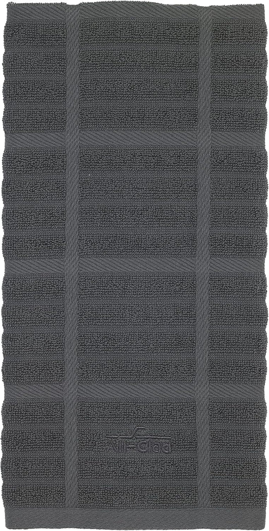All-Clad Solid Kitchen Towel: Highly Absorbent, Super Soft Long Lasting - 100% Cotton, 17"x30" Tea Towel for Cleaning & Drying Dishes, Pans, Glassware, or Countertops, (1-Pack), Pewter