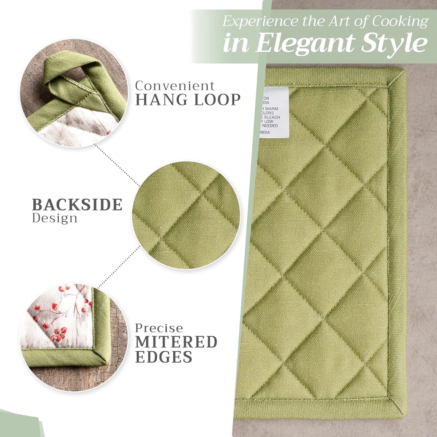 Maison d' Hermine Pot Holders Set 100% Cotton Heat Resistant Potholders 8" x 8" Hot Pads with Loop BBQ, Cooking, Baking, Grilling, Kitchen, Handling Hot Pans (Pack of 2, Mountain Life)