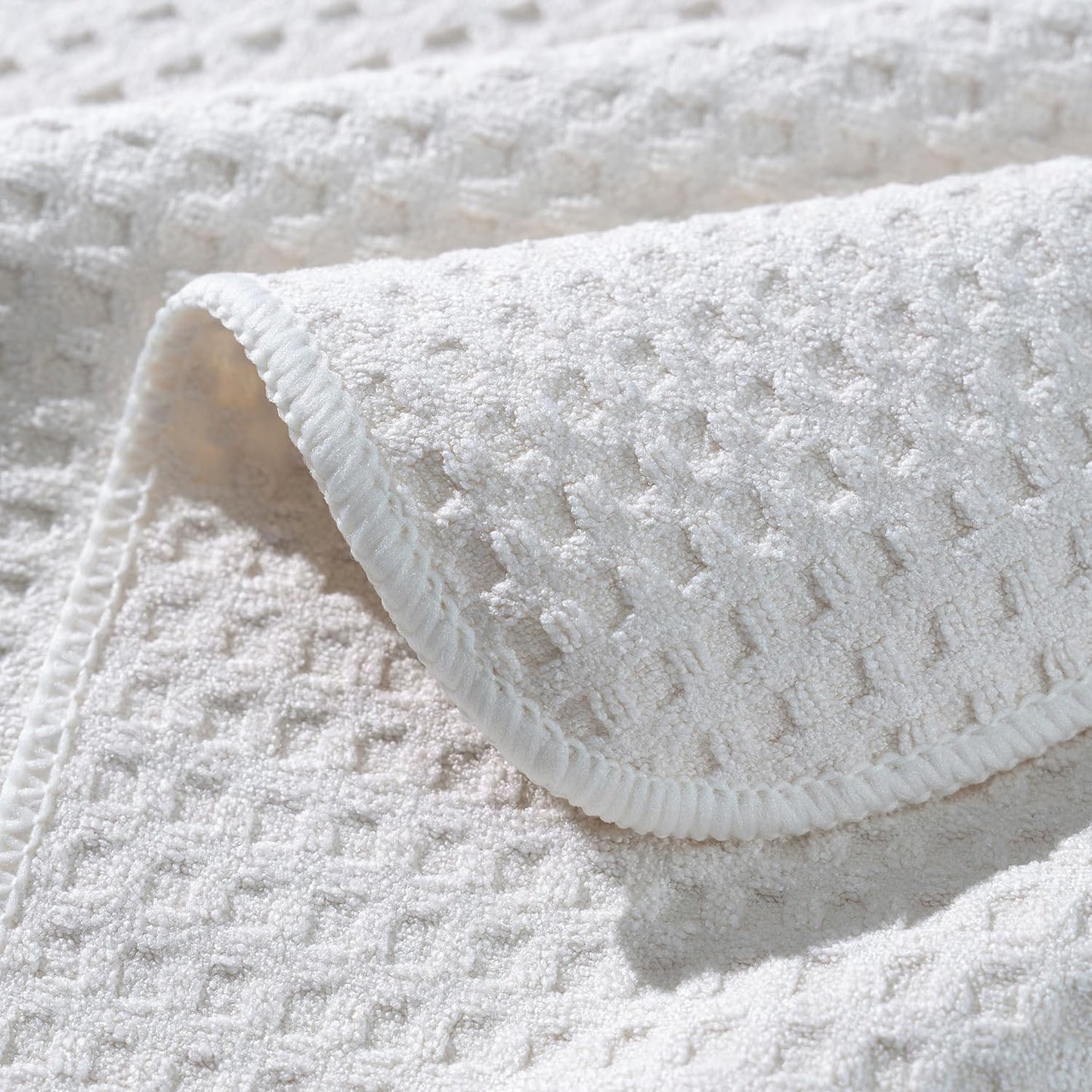 POLYTE Ultra Premium Microfiber Kitchen Dish Hand Towel Waffle Weave, 8 Pack (16x28 in, Off White)