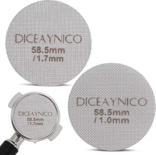2 Pieces Espresso Puck Screen,Metal Coffee Filter,1.0mm & 1.7mm Thickness 150μm - 316 Stainless Steel,Reusable Barista Espresso Filters for Espresso 58.5mm Portafilter Filter Basket