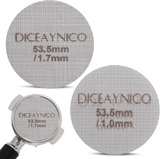 2 Pieces Espresso Puck Screen,Metal Coffee Filter,1.0mm & 1.7mm Thickness 150μm - 316 Stainless Steel,Reusable Barista Espresso Filters for Espresso 53.5mm Portafilter Filter Basket