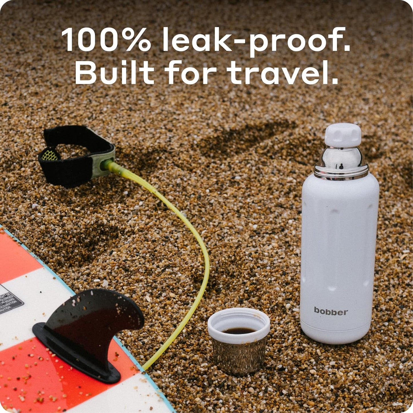 BOBBER 34 oz Stainless Steel Travel Thermos for Hot and Cold Drinks – Dishwasher Safe Metal Water Bottle with Cup Lid – Keeps Hot for 48 Hours – BPA-Free, Vacuum Insulated (White)