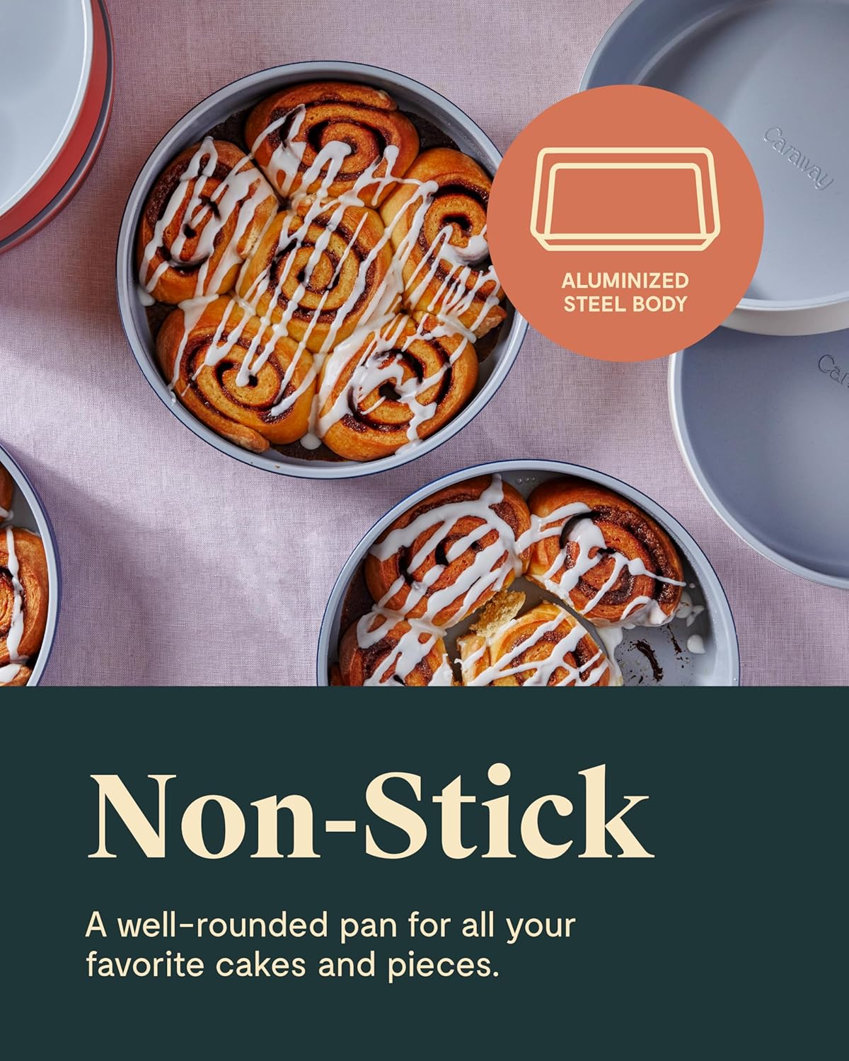 Caraway Non-Stick Ceramic 9” Circle Pans - Naturally Slick Ceramic Coating - Non-Toxic, PTFE & PFOA Free - Perfect for Birthday Cakes, Tartes, & More - Black