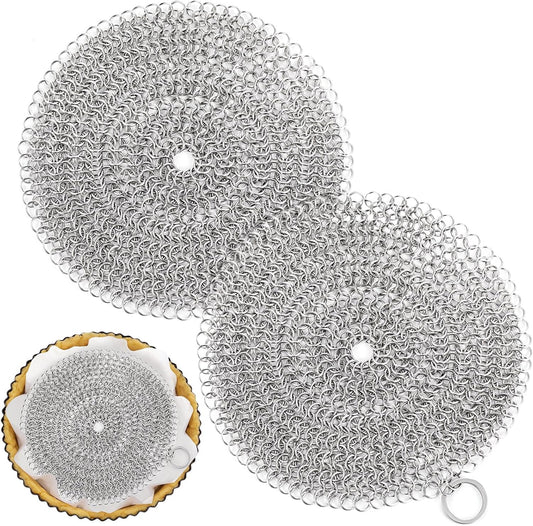 Patelai 2 Pcs Stainless Steel Pie Weights for Baking Universal Fit Pie Weight for 7-10 Inch Pies Round Metal Pies Weights Chain Dishwasher Safe Durable Blind Baking Dough Cooking Pastry (8 Inch)