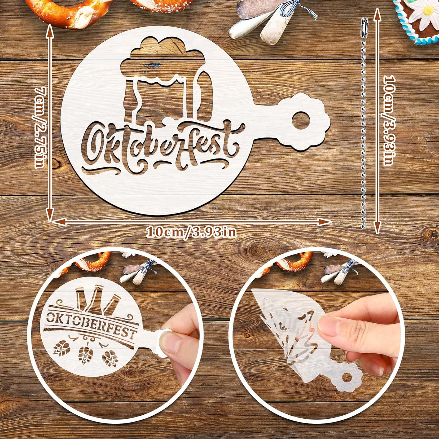 JULBEAR 36 Pieces Reusable Oktoberfest Cookie Cake Stencils Bavarian Style Templates Mold Tools for Oktoberfest Party Cookies Baking Painting Coffee Decoration