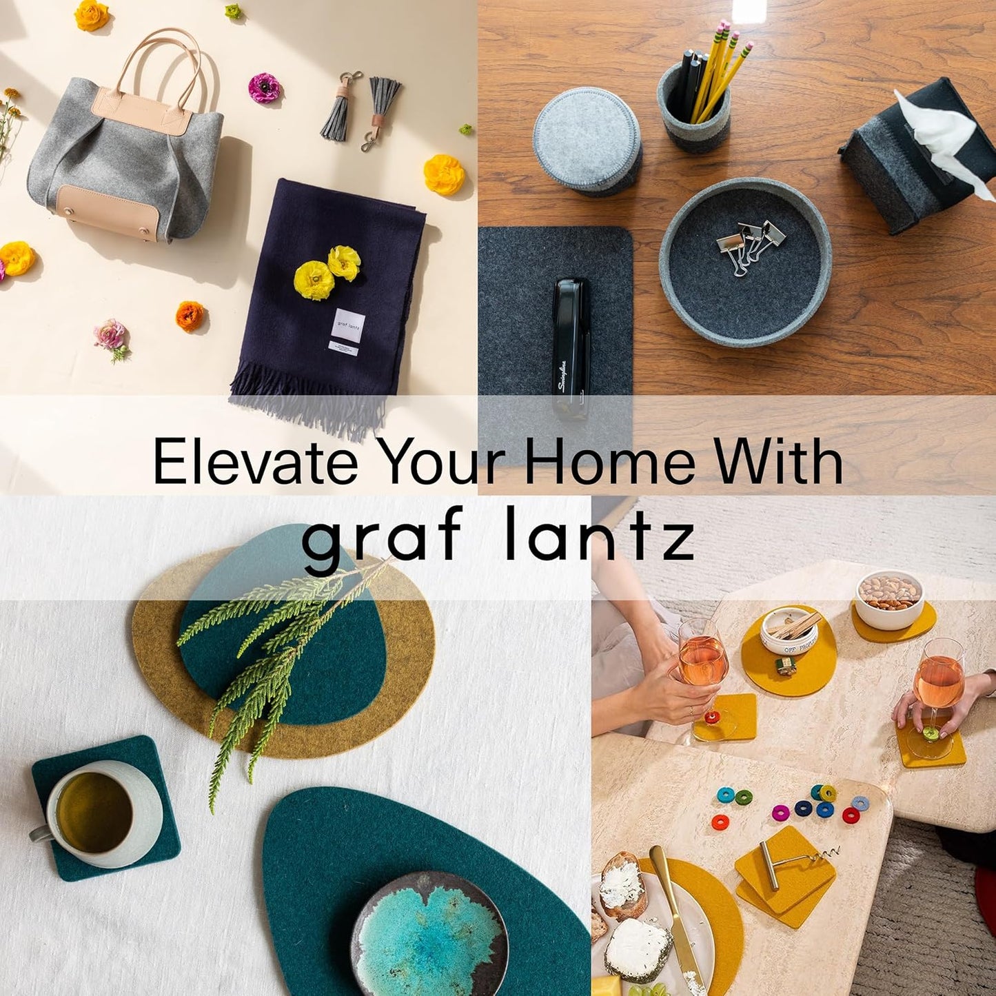 Graf Lantz - Bierfilzl Merino Wool Round Coasters Set of 4 - Marine (4" Circles) - Absorbs 30% of Weight - German Wool - Heat Resistant, Sustainable, & Reusable - Home Decor & Coffee Table Decor