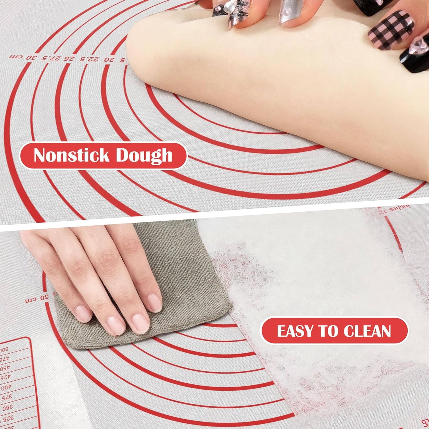 BlueBark 2 PCS - 24"L x 24"W Non-stick Silicone Baking Mat for Pastry & Dough, Sourdough Bread Making Tools, Kitchen Counter, Cooking Enthusiasts