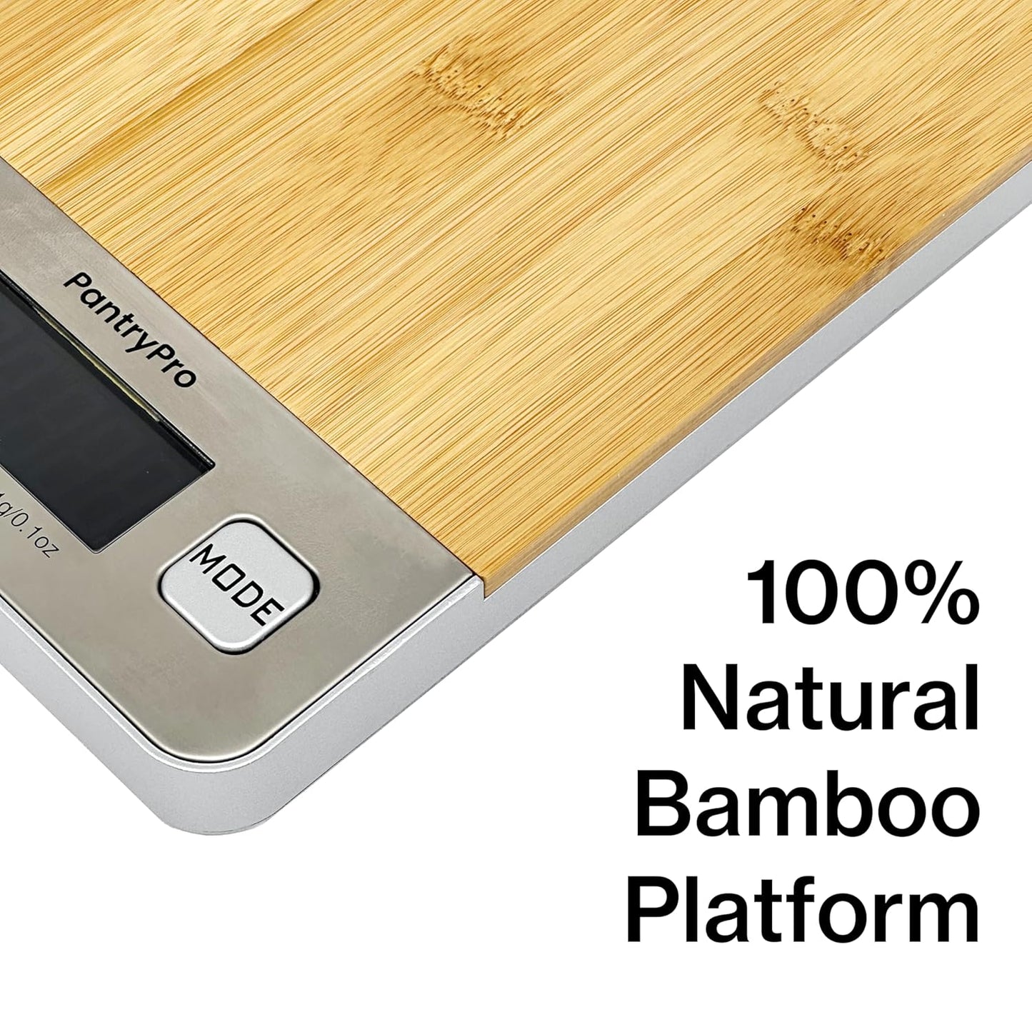 PantryPro Bamboo Platform Digital Kitchen Scale - 11 pounds Capacity LCD Display Grams and Ounces AAA Battery Included (Natural)