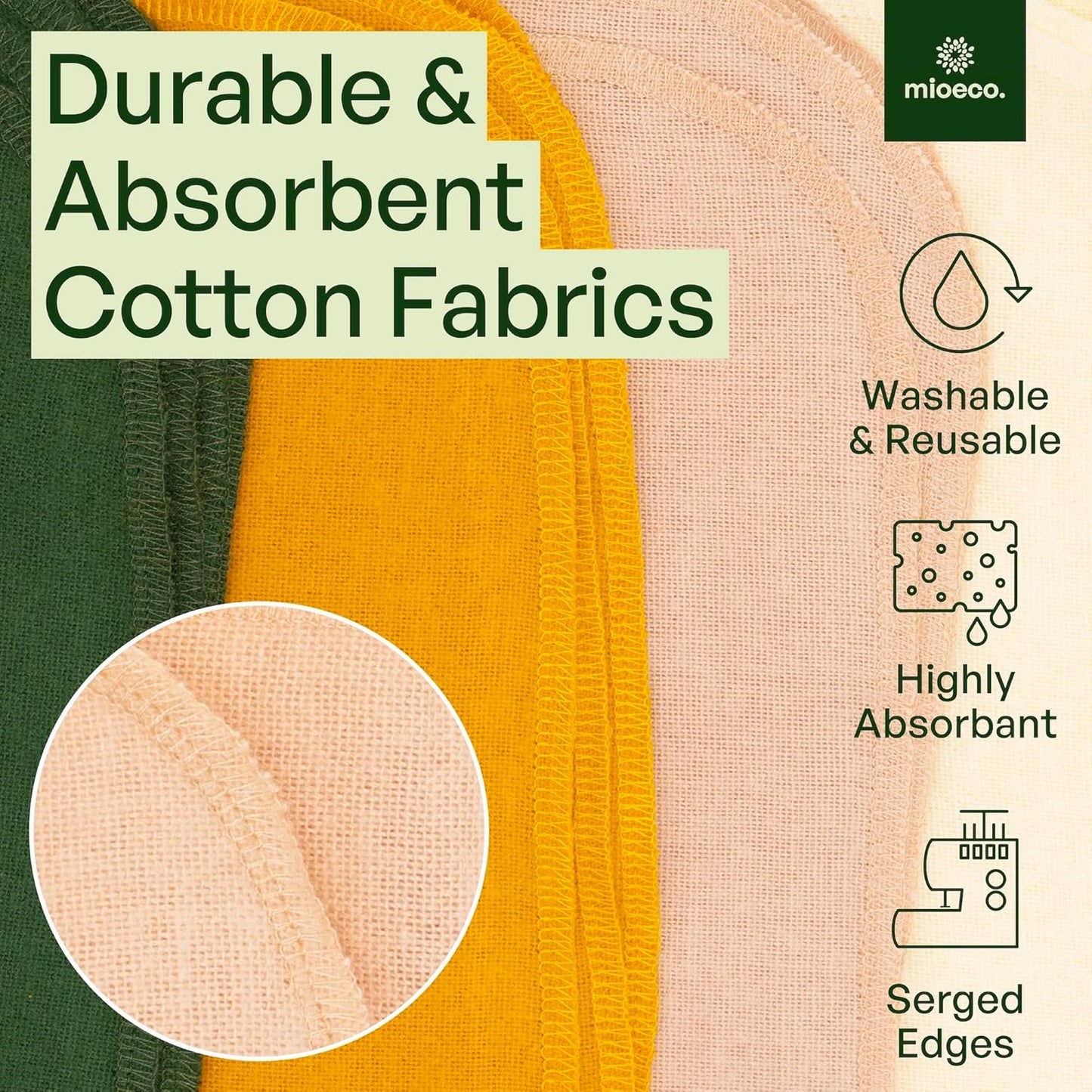 24 Pack Multicolored Reusable Paper Towels - Nature Friendly - Organic Cotton Alternative - Thick, Strong, Paperless Kitchen Dish Cloths - Reusable Napkins - Dish Towels - Cloth Napkin