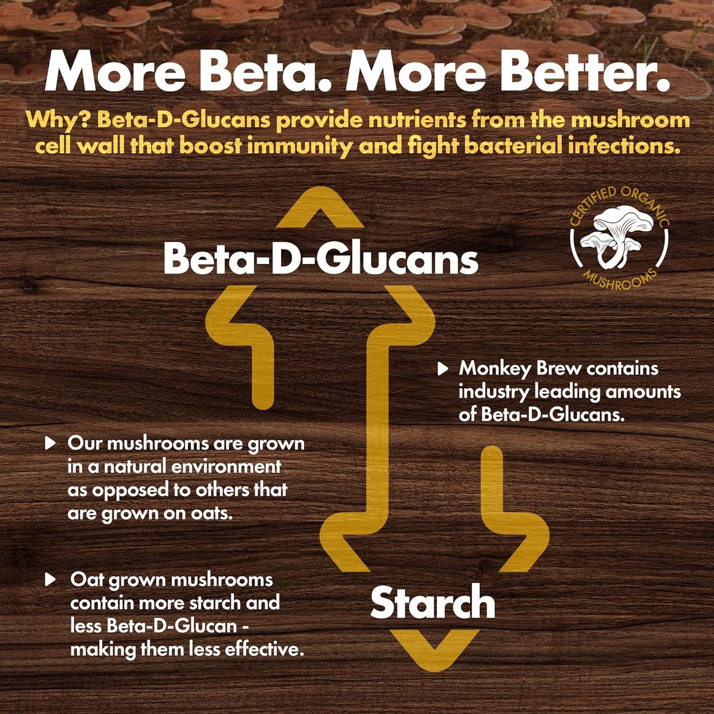 Monkey Brew Original - USDA Organic Mushroom Tea Drink - Non-Caffeinated Mushroom Coffee Alternative with Cacao Powder, Lion's Mane, Turkey Tail, Ashwagandha, Turmeric - Boosts Energy Focus & Immunity