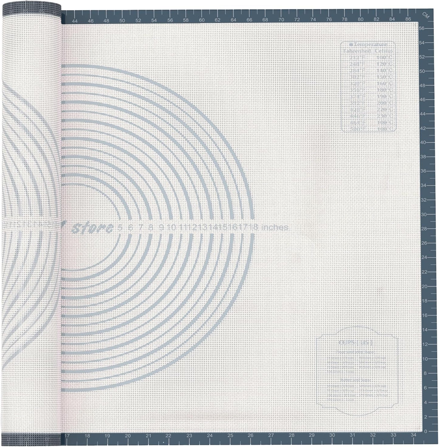 28 * 20 inches Grey, Non-Slip Silicone Baking Sheets - Baking Mat with 0.7mm Thickness - Non-Stick Pastry & Cookie Mat for Kitchen Counter for Rolling Out Dough with Measurements.