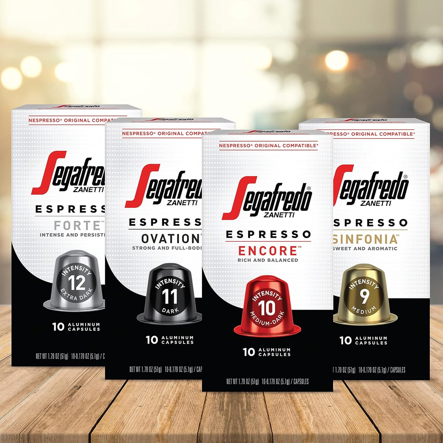 Segafredo Zanetti Espresso Capsules – Aluminum Pods for Nespresso Original Machines – Extra Dark Roast Premium Espresso with a Bold Aroma – Smoky, Intensity 12 – Forte, 10 Count (Pack of 4)