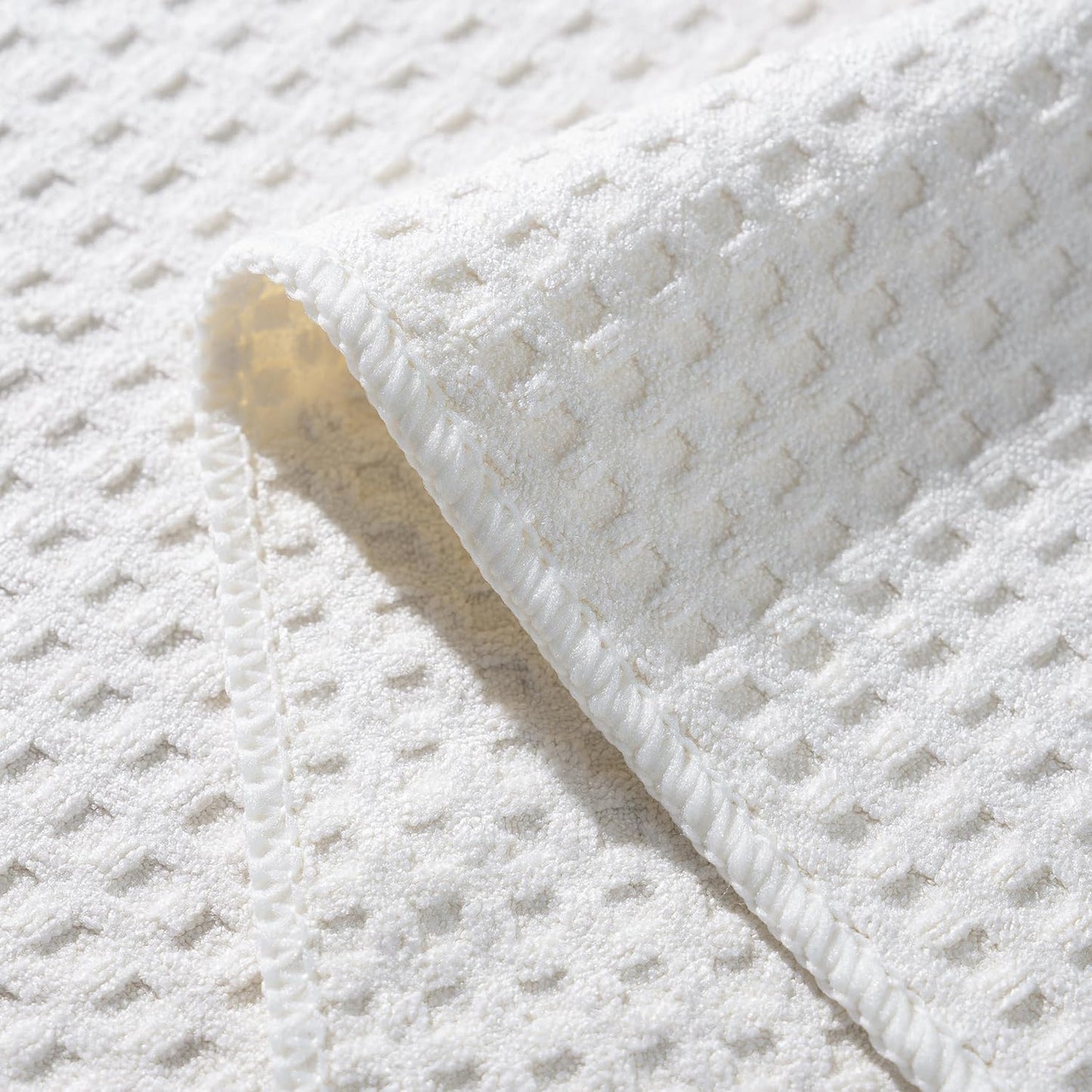 POLYTE Ultra Premium Microfiber Kitchen Dish Hand Towel Waffle Weave, 8 Pack (16x28 in, Off White)