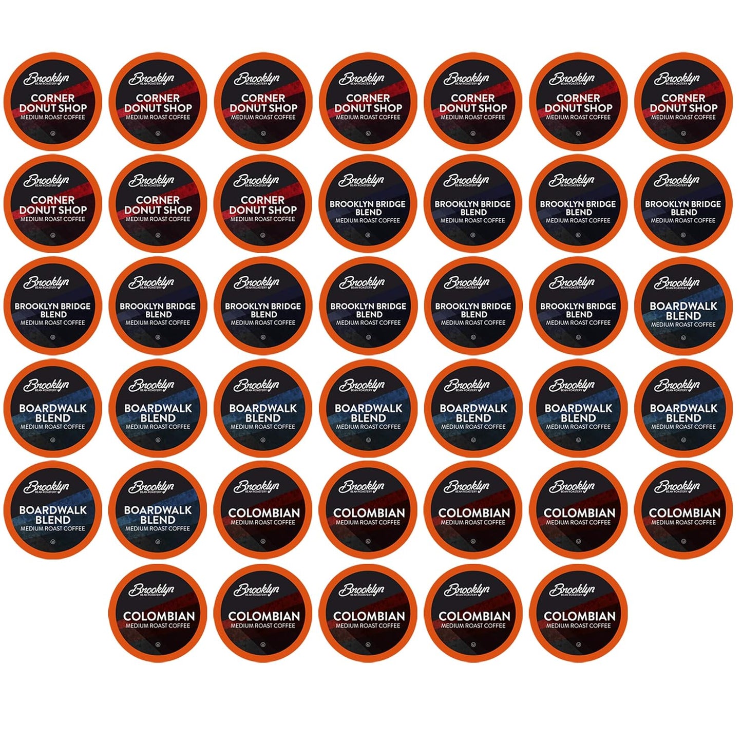 Brooklyn Beans Coffee Pods, Medium Roast Gourmet Variety Pack - Compatible with Keurig K Cup Brewers Including 2.0 Machines, 40 Count