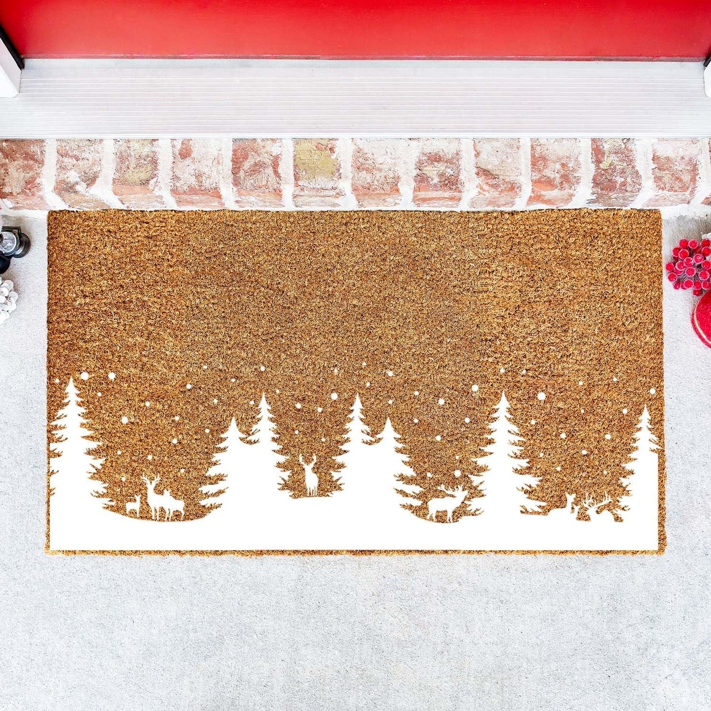 Christmas Stencils for Window Glass Large Christmas Stencil Forest Deer Stencil for Doormat Winter Scene Holiday Drawing Templates for Painting on Wall Canvas Paper Doormat
