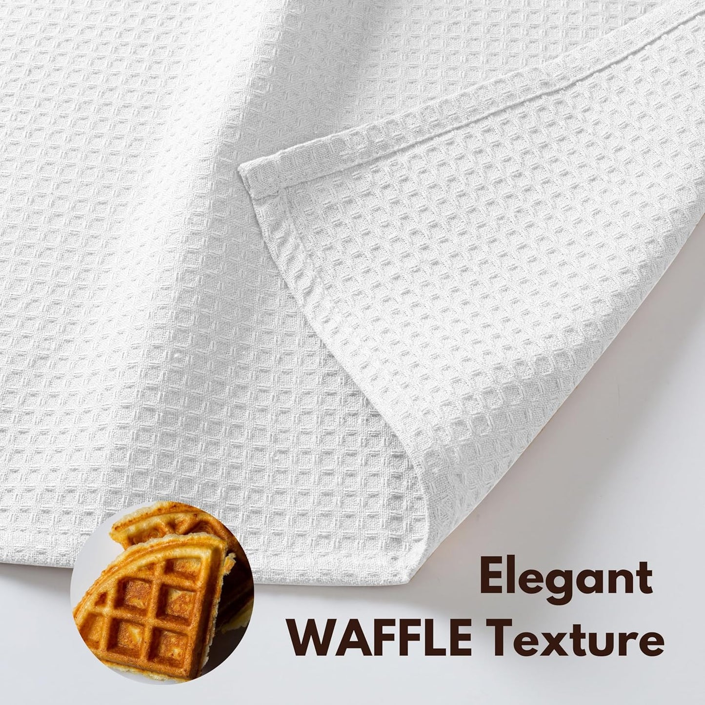 Native Fab 6 Pack Waffle Dish Cloths - 100% Cotton, Absorbent, Quick Drying & Soft Towels for Cleaning, Cooking & Baking - Ideal for Home, Restaurants & Cafes - 12x12 Inches - White